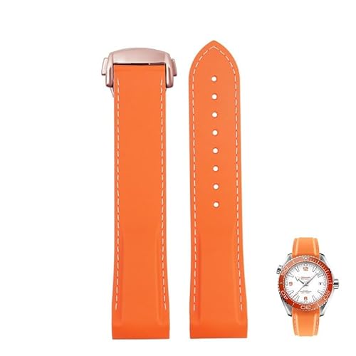 dayeer Gummiarmband für Omegas neues Seamaster 300 Speedmaster Planet Ocean 600 Silikonarmband(Orangewr,22mm) von dayeer