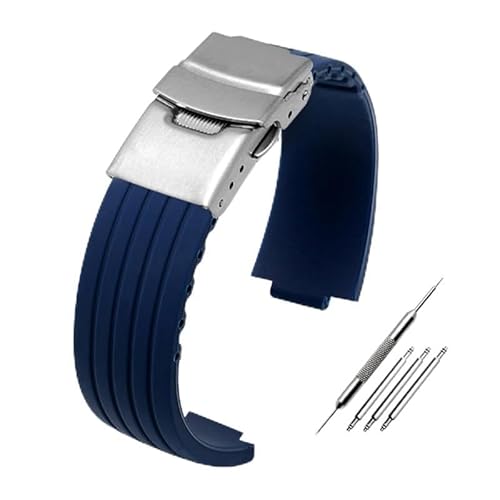dayeer Gummiarmband für Oris Aquis 7330 7740 Uhrenarmband konvexes Armband(Blue-silver,24mm-11mm) von dayeer