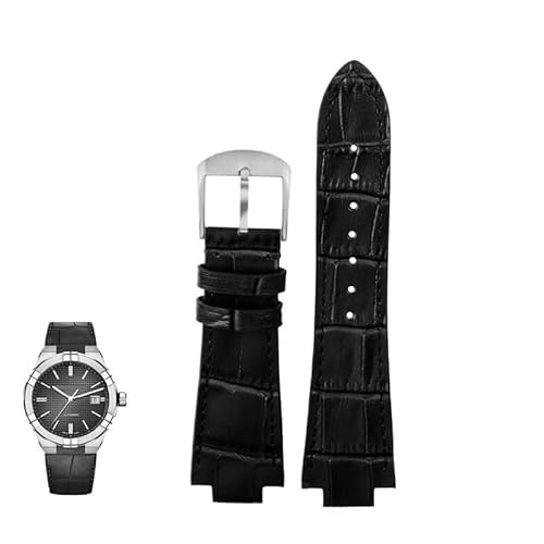 dayeer Herren Lederarmband für Maurice Lacroix AIKON AI6008 AI1018 AI6038 Uhrenkette Armband(Black - Steel-A) von dayeer