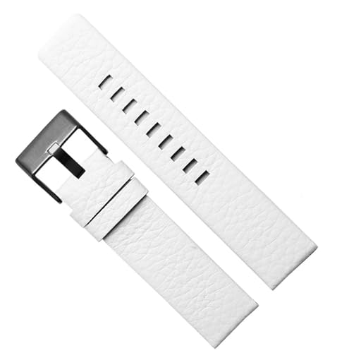 dayeer Herren-Lederuhrenarmbänder für Diesel DZ1657 DZ1405 DZ120 Uhrenarmband-Armbänder (Color : White-black Buckle, Size : 24mm) von dayeer