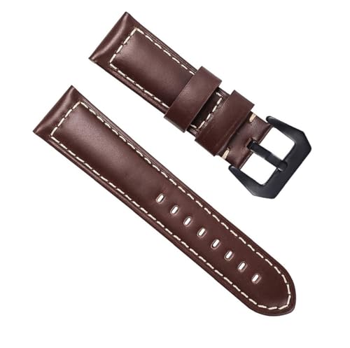 dayeer Herren-Uhrenarmband aus Ölwachs-Leder für Panerai-Uhrenarmband-Zubehör (Color : Red Brown, Size : 24mm) von dayeer