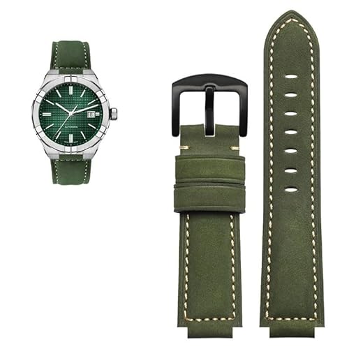 dayeer Herren-Uhrenarmband aus Rindsleder für MAURICE LACROIX AIKON AI6008 AI6038 AI6058, Vintage, wasserdichtes Lederband(Army green-black) von dayeer