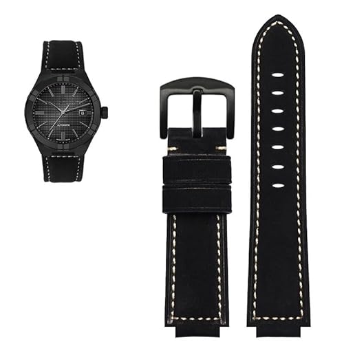 dayeer Herren-Uhrenarmband aus Rindsleder für MAURICE LACROIX AIKON AI6008 AI6038 AI6058, Vintage, wasserdichtes Lederband(Blackb) von dayeer