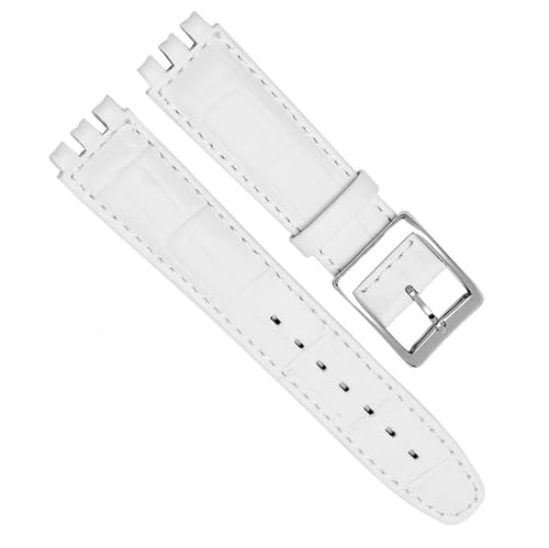 dayeer Kalbsleder-Uhrenarmband für Swatch YRS YCS-Uhrenarmband mit Stahlschließe, modisches Herrenarmband (Color : Black white black, Size : 19mm) von dayeer