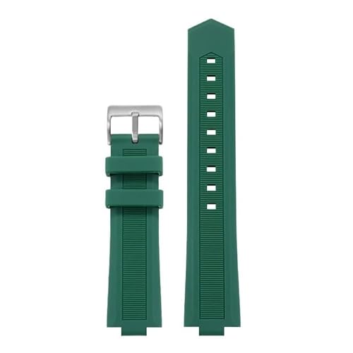 dayeer Kautschuk-Uhrenarmband für Cartier Ballon Bleu, Silikonarmband mit Schmetterlingsschließe, schwarzer Krieger-Stil(Greens,20-12mm) von dayeer