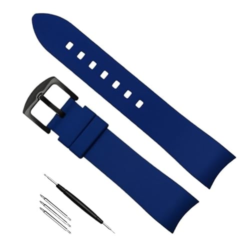 dayeer Kautschukarmband mit gebogenem Ende für Omega-Uhrenarmband für Tissot(Blue black buckle,24mm) von dayeer