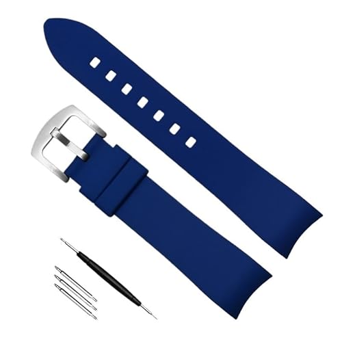 dayeer Kautschukarmband mit gebogenem Ende für Omega-Uhrenarmband für Tissot(Blue silver buckle,22mm) von dayeer