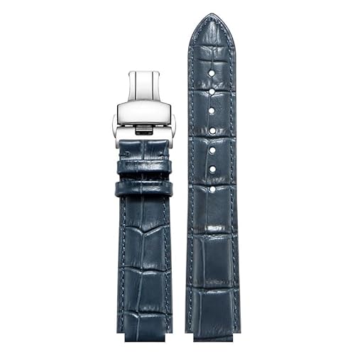dayeer Konvexes Lederarmband für Ulysse Nardin MARINE 6300 263 6319 Herren- und Damenarmband(Blue silver,24-12mm) von dayeer