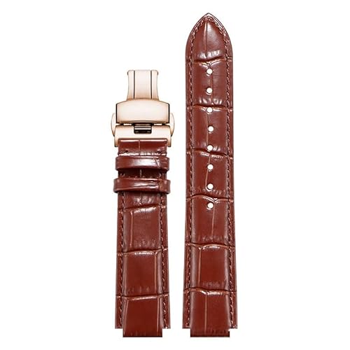 dayeer Konvexes Lederarmband für Ulysse Nardin MARINE 6300 263 6319 Herren- und Damenarmband(Brown rose,22-11mm) von dayeer