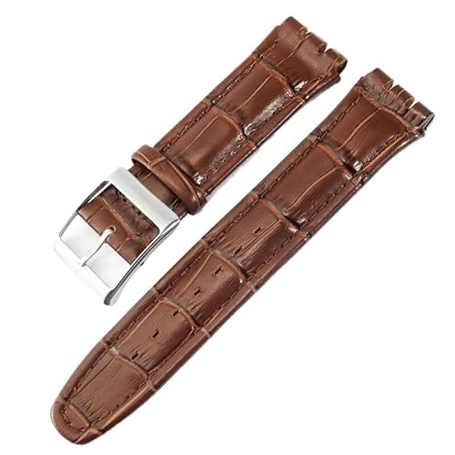 dayeer Leder-Uhrenarmbänder für SWATCH YRS-Uhrenkette mit konkav-konvexer Schnalle(Brown a,17mm) von dayeer