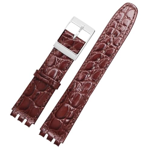 dayeer Leder-Uhrenarmbänder für SWATCH YRS-Uhrenkette mit konkav-konvexer Schnalle(Brown d,19mm) von dayeer