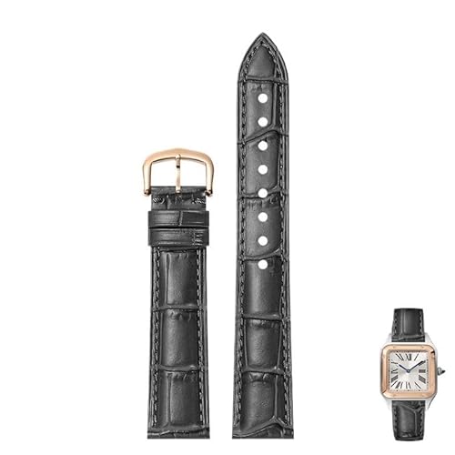 dayeer Leder-Uhrenarmbänder mit Dornschließe passend für Cartier Tank Dumont Santos Herren- und Damenuhren(Blackr,19mm) von dayeer