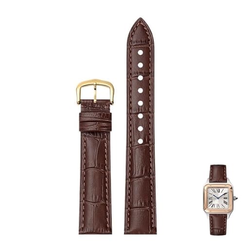 dayeer Leder-Uhrenarmbänder mit Dornschließe passend für Cartier Tank Dumont Santos Herren- und Damenuhren(Browng,19mm) von dayeer
