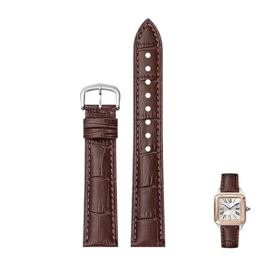dayeer Leder-Uhrenarmbänder mit Dornschließe passend für Cartier Tank Dumont Santos Herren- und Damenuhren(Browns,22mm) von dayeer