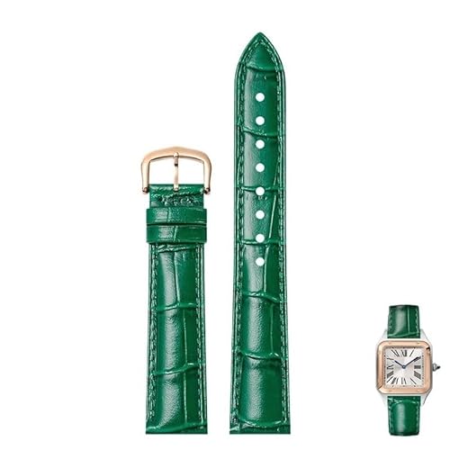 dayeer Leder-Uhrenarmbänder mit Dornschließe passend für Cartier Tank Dumont Santos Herren- und Damenuhren(Greenr,20mm) von dayeer