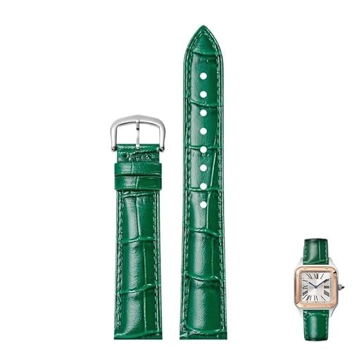 dayeer Leder-Uhrenarmbänder mit Dornschließe passend für Cartier Tank Dumont Santos Herren- und Damenuhren(Greens,18mm) von dayeer