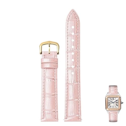 dayeer Leder-Uhrenarmbänder mit Dornschließe passend für Cartier Tank Dumont Santos Herren- und Damenuhren(Pinkg,17mm) von dayeer