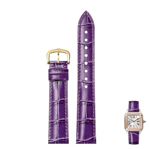 dayeer Leder-Uhrenarmbänder mit Dornschließe passend für Cartier Tank Dumont Santos Herren- und Damenuhren(Purpleg,20mm) von dayeer