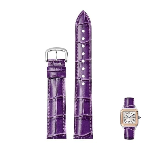 dayeer Leder-Uhrenarmbänder mit Dornschließe passend für Cartier Tank Dumont Santos Herren- und Damenuhren(Purples,18mm) von dayeer