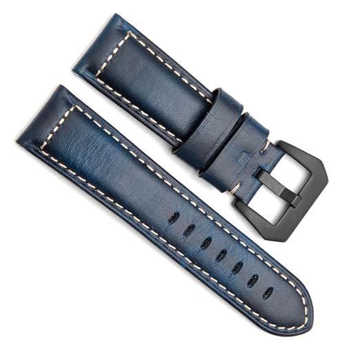 dayeer Leder-Uhrenarmband, Ölwachs-Uhrenarmband für Panerai-Uhrengürtel mit Schnalle, Ersatzzubehör (Color : Blue B, Size : 22mm) von dayeer