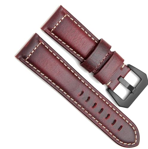 dayeer Leder-Uhrenarmband, Ölwachs-Uhrenarmband für Panerai-Uhrengürtel mit Schnalle, Ersatzzubehör (Color : Red B, Size : 20mm) von dayeer