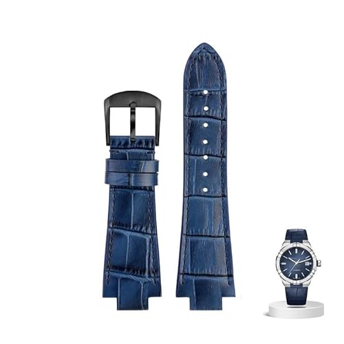 dayeer Leder Uhrenarmband für Maurice Lacroix AIKON AI6008 AI6038 AI6058 Mann Armband Kuh Leder Armband(Blue black pin) von dayeer