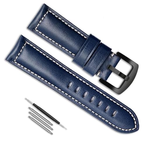 dayeer Leder-Uhrenarmband für Panerai PAM111/Fossil/Breitling Uhrenkette, Gürtel, Zubehör, Ersatz (Color : Blue black, Size : 26mm) von dayeer