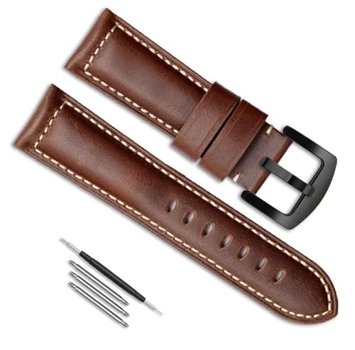 dayeer Leder-Uhrenarmband für Panerai PAM111/Fossil/Breitling Uhrenkette, Gürtel, Zubehör, Ersatz (Color : Brown black, Size : 26mm) von dayeer