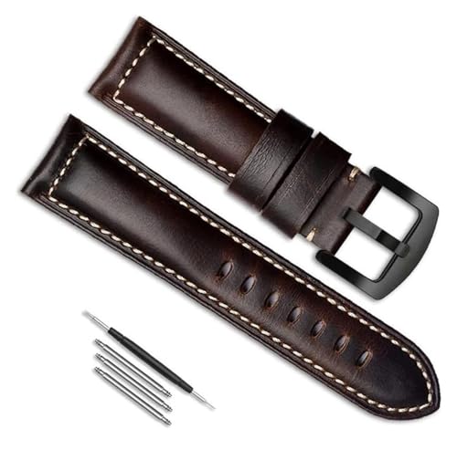 dayeer Leder-Uhrenarmband für Panerai PAM111/Fossil/Breitling Uhrenkette, Gürtel, Zubehör, Ersatz (Color : Dark brown black, Size : 22mm) von dayeer