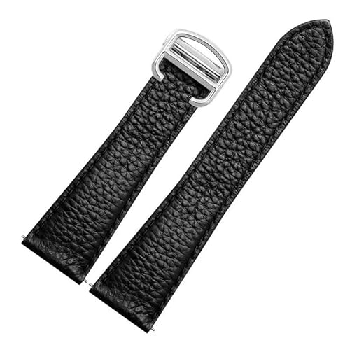 dayeer Lederarmband Für Cartier Tank London Solo Serie WSTA0029 WSTA0030 Uhrenarmband(Black-silver,17mm) von dayeer