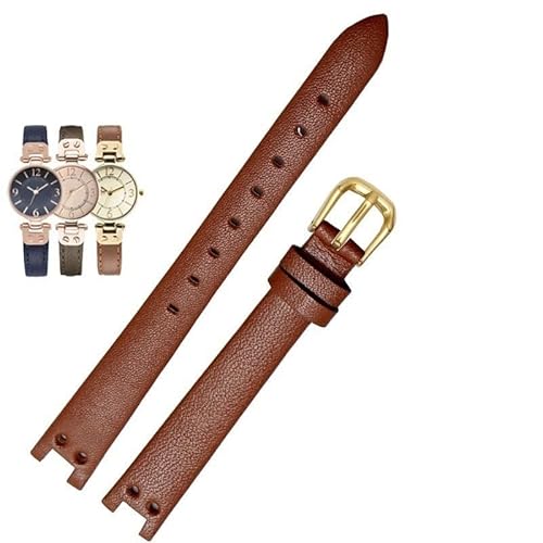 dayeer Lederarmband für Anne Klein ak1950/9442/9918/9168 Notch Uhrenarmband Elegantes kleines Zifferblatt Retro Armband(Brown-gold) von dayeer
