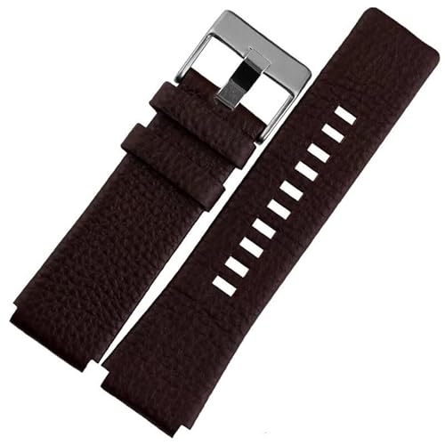 dayeer Lederarmband für Diesel DZ1089 DZ1123 DZ1132 Uhrenarmband mit konvexem Mund(Brown silver,30X18mm) von dayeer
