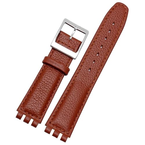 dayeer Lederarmband für Swatch SYXS106/115/116, Rindsleder-Uhrenkette für Damen, 17 mm Uhrenband(Brownbs b) von dayeer