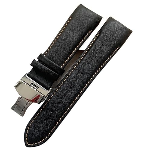 dayeer Lederarmband mit gebogenem Ende und Schmetterlingsverschluss für Tissot 1853 Couturier T035 T035627A T035410A T035617A(Browns,24mm) von dayeer