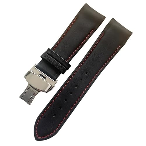 dayeer Lederarmband mit gebogenem Ende und Schmetterlingsverschluss für Tissot 1853 Couturier T035 T035627A T035410A T035617A(Reds,22mm) von dayeer