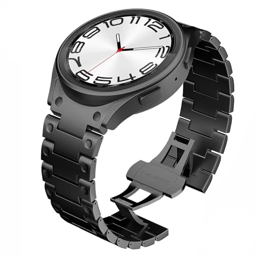 dayeer Lückenloses Edelstahlarmband für Galaxy Watch 6/4 Classic 43 47 mm 42 46 mm Uhr 6 5 4 Luxus-Business-Armband(Black,Watch5 44MM) von dayeer