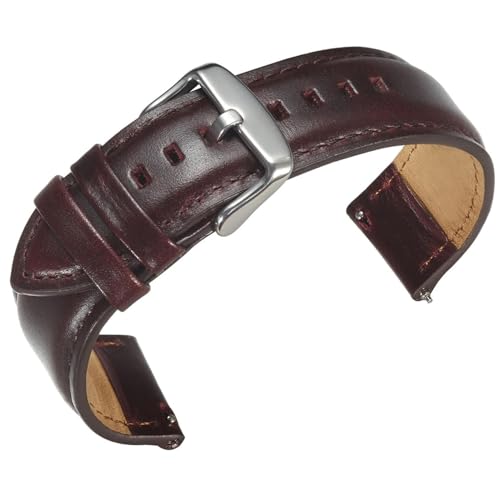 dayeer Luxuriöses Leder-Uhrenarmband für DW-Uhrenarmband, für Daniel-Uhrenarmband, für Wellington-Handgelenkgürtel, schwarzer Verschluss (Color : Wine Red-Silver, Size : 20mm) von dayeer