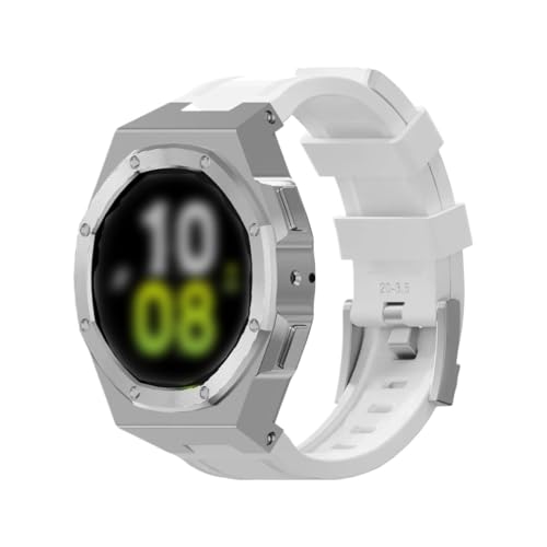dayeer Luxus-Edelstahl-Mod-Kit für Samsung Galaxy Watch 7 40 44 Metallgehäuse Lünette + Armband Schutzstoßstange für GALAXY 7 Zubehör(Rubber-WS,44mm) von dayeer
