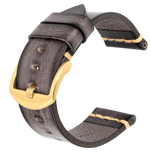 dayeer Maikes Echtlederarmband für Timex-Uhrenarmband für Omega-Uhrenarmband für Tissote-Armbänder (Color : Polar Grey-gold, Size : 24mm) von dayeer