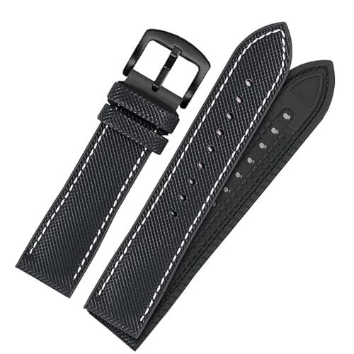 dayeer Nylon-Gummi-Uhrenarmband mit Dornschließe für Omega Speedmaster Dark Side Moon Apollo 8 Seamaster Silikonarmband(Blackbwb,22mm) von dayeer