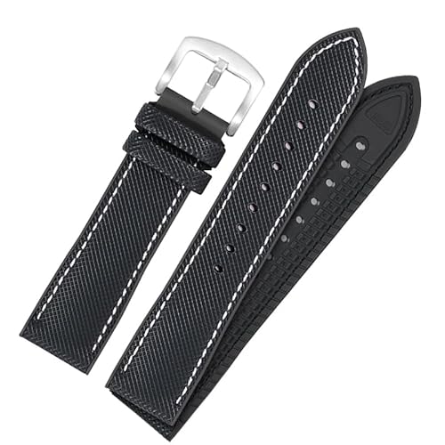 dayeer Nylon-Gummi-Uhrenarmband mit Dornschließe für Omega Speedmaster Dark Side Moon Apollo 8 Seamaster Silikonarmband(Blackbws,22mm) von dayeer