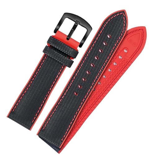 dayeer Nylon-Gummi-Uhrenarmband mit Dornschließe für Omega Speedmaster Dark Side Moon Apollo 8 Seamaster Silikonarmband(Blackrb,21mm) von dayeer