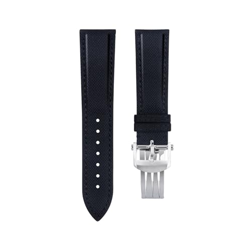 dayeer Nylon-Leder-Uhrenarmband für Breitling Avenger Navitimer Challenger Blackbird und Superocean(Black silver a3) von dayeer