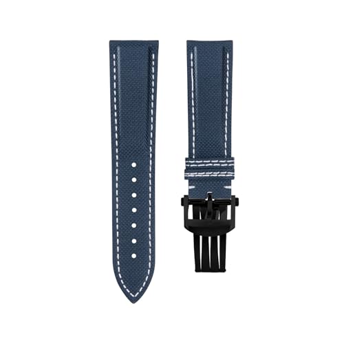 dayeer Nylon-Leder-Uhrenarmband für Breitling Avenger Navitimer Challenger Blackbird und Superocean(Blue black3) von dayeer