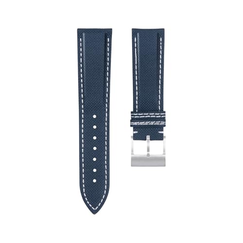 dayeer Nylon-Leder-Uhrenarmband für Breitling Avenger Navitimer Challenger Blackbird und Superocean(Blue matte silver1) von dayeer