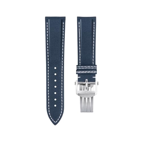 dayeer Nylon-Leder-Uhrenarmband für Breitling Avenger Navitimer Challenger Blackbird und Superocean(Blue silver3) von dayeer
