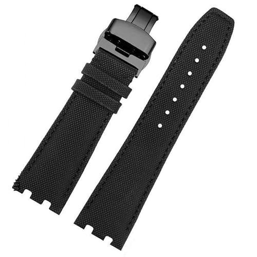 dayeer Nylon Rindsleder Skinn Strap Gürtel Für Maurice Lacroix Venture AIKON AI6008 6038 6058 Armband(B-black-black) von dayeer