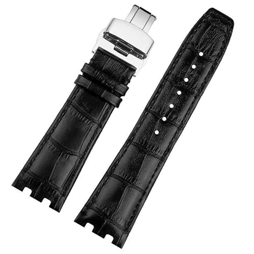 dayeer Nylon Rindsleder Skinn Strap Gürtel Für Maurice Lacroix Venture AIKON AI6008 6038 6058 Armband(C-black-silver) von dayeer