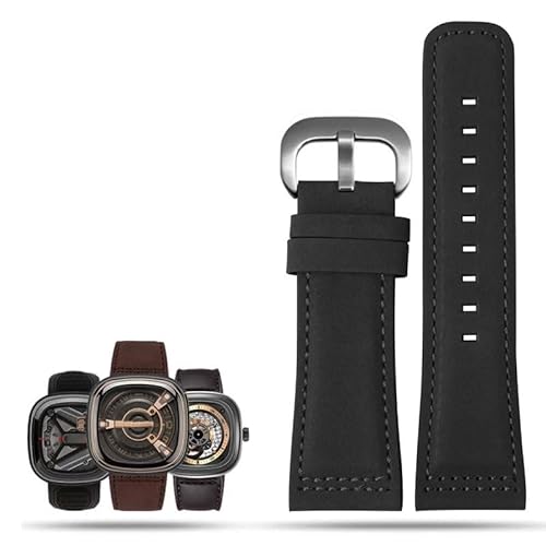 dayeer Rindsleder-Uhrenarmband für Sevenfriday Q203 M203 P1 P2 S2 M2 Q2 03 01 02(Dark grey-silver) von dayeer
