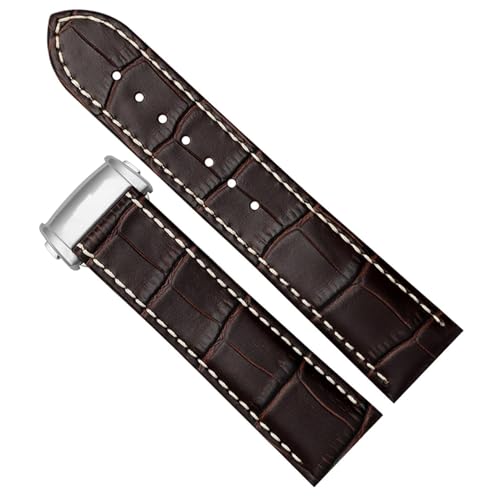 dayeer Rindslederarmband für Hamilton Khaki Aviation Classic Series Uhrenarmband mit Faltschließe Herrenarmband (Color : Brown 02-silver B, Size : 22mm) von dayeer